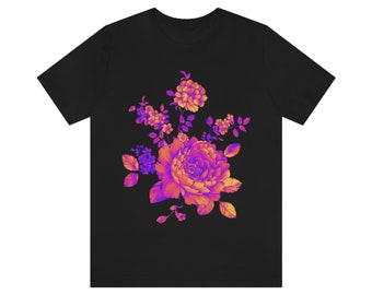 Vaporwave Flower Purple Orange Design T-Shirt Shirt Unisex Jersey Short Sleeve