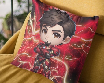 Chibi Ironman Pillow, Tony Starks Pillow, Pillow Cover, Marvel pillowcase, soft pillow, cute kawaii pillow, comfortable pillow, great gift