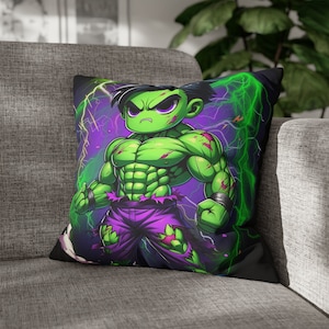 Chibi Hulk Funda de almohada, funda de cojín, almohada, cojín, funda de almohada, funda de almohada Marvel, almohada suave, linda almohada kawaii, gran regalo