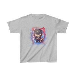 grey t-shirt, Captain America Tshirt, Chibi T-shirt, Avengers T-shirt, Marvel Xmen 97, Cute Top, Kawaii T-shirt, Marvel top, shirt, Christmas gift, shogunslogan316, great gift for teen, birthday gift, cartoon, Disney, manga, DC, movie, anime, kids