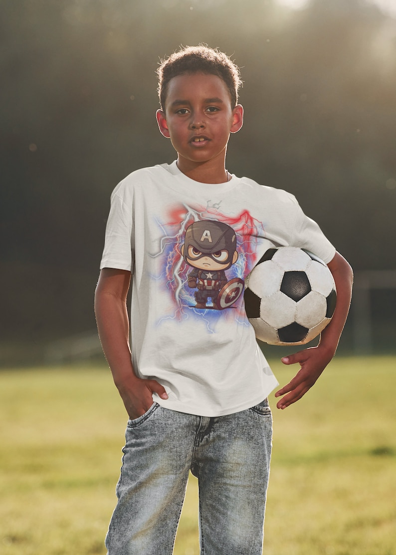 white t-shirt, Captain America Tshirt, Chibi T-shirt, Avengers T-shirt, Marvel Xmen 97, Cute Top, Kawaii T-shirt, Marvel top, shirt, Christmas gift, shogunslogan316, great gift for teen, birthday gift, cartoon, Disney, manga, DC, movie, anime, kids