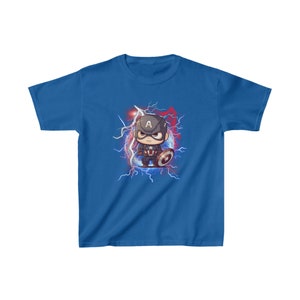 Blue t-shirt, Captain America Tshirt, Chibi T-shirt, Avengers T-shirt, Marvel Xmen 97, Cute Top, Kawaii T-shirt, Marvel top, shirt, Christmas gift, shogunslogan316, great gift for teen, birthday gift, cartoon, Disney, manga, DC, movie, anime, kids
