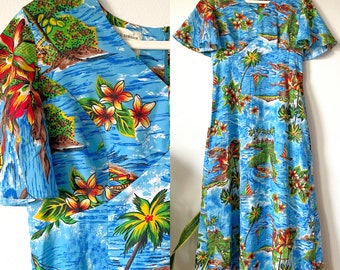 60s 70s Royal Hawaiian Vintage Dress