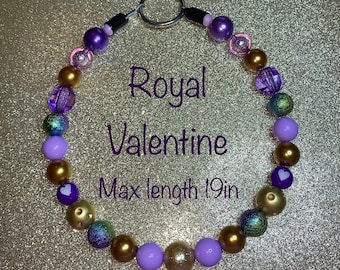 Royal Valentine Beaded Custom Dog Collar-***CLEARANCE***Sized to order- Max length 19in
