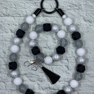 Formal Affair Beaded Custom Dog Collar and Wristlet Keychain Set- Collar Sized to Order