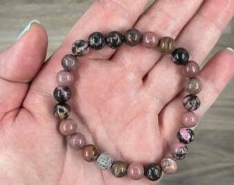 Rhodonite Stone Elastic Bracelet
