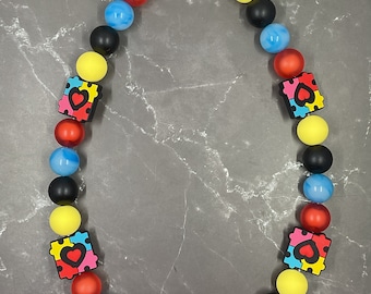 Puzzled Beaded Custom Dog Collar- Sized to Order