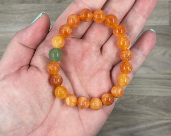 Gold Sunstone with Adventurine Accent Elastic Bracelet