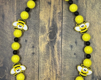 Cheery Bees Beaded Custom Dog Collar- Sized to Order