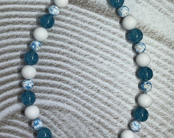 Forget Me Not Beaded Custom Dog Collar- Sized to Order