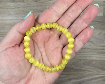Yellow Cat Eye Elastic Stone Bracelet