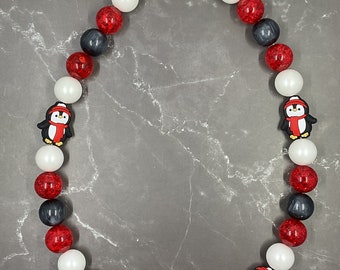 Penguin Playtime Beaded Custom Dog Collar- Sized to Order
