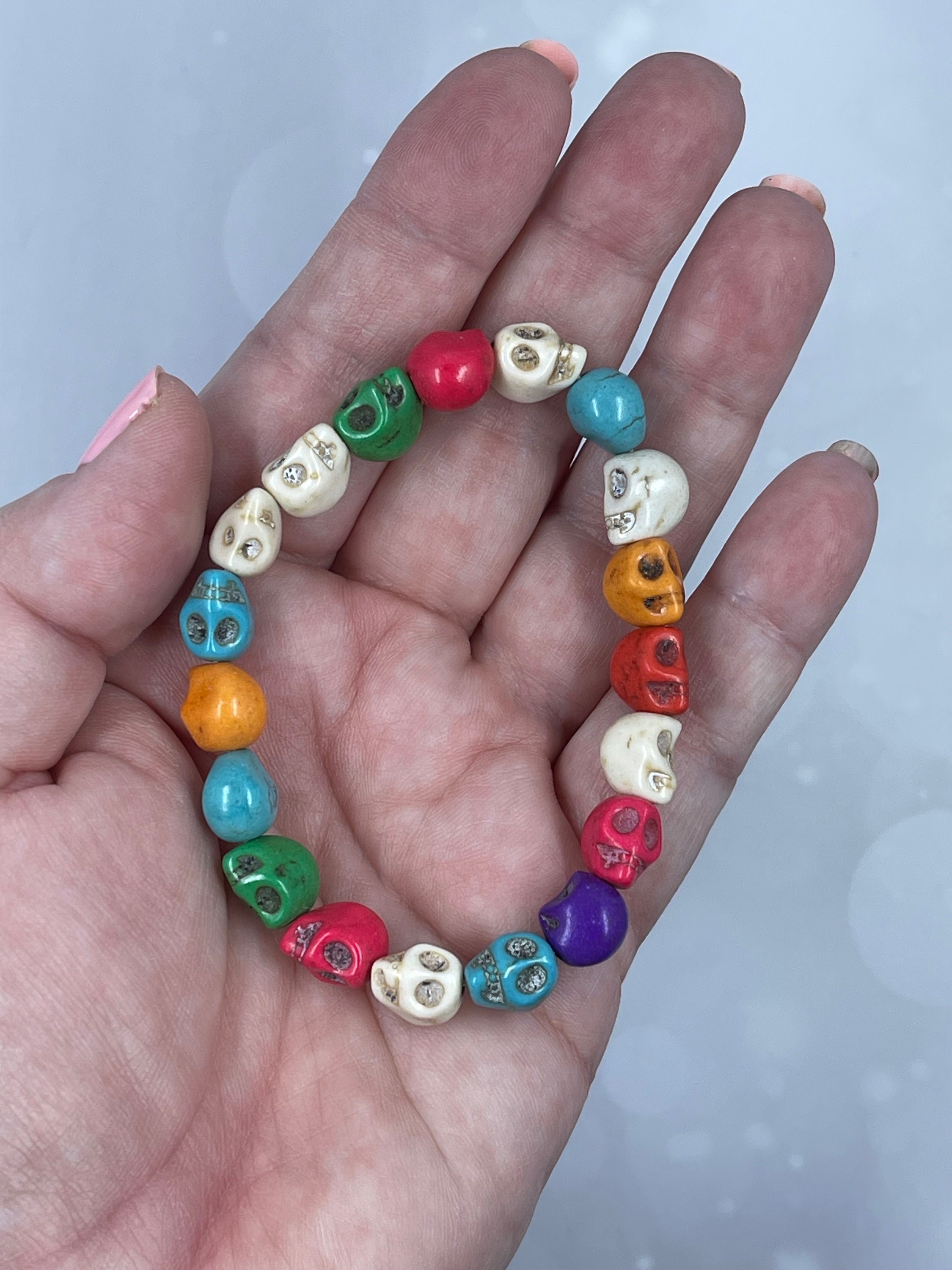 オーダー続き Rainbow Turquoise Skull Bracelet - Etsy