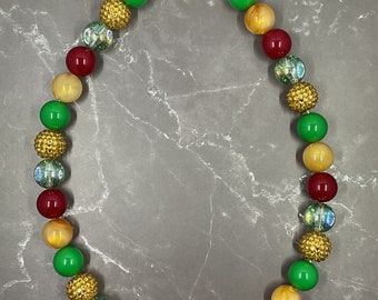 Joy to the World Beaded Custom Dog Collar- Sized to Order
