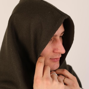 TENUE ROMAINE D'HIVER / Capuche + Sac pour l'époque romaine, cousu main, teint naturellement, Sac à bandoulière, 100 % laine, Alicula, Roman cucullus, Cucullatus