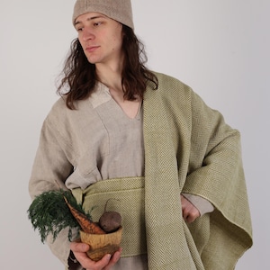 CAPE TISSÉE À LA MAIN | Cape en sergé à losanges et à chevrons avec glands, cape viking, manteau Vendel, cape romaine, costume médiéval, châle celtique