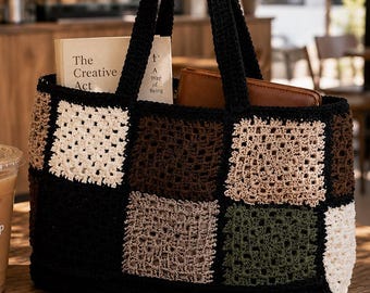 Granny Square Book Bag Crochet Pattern | Beginner Market Bag (PDF Download)