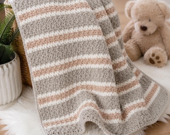 Baby Blanket | Chunky Seed Stitch Crochet Blanket | Easy Beginner Friendly | PDF Pattern