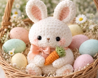 Crochet Bunny Pattern | Mini Easter Amigurumi with Carrot (PDF Pattern)