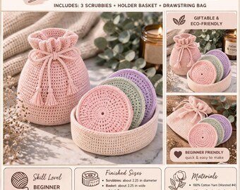 Crochet Face Scrubbie Pattern, Reusable Cotton Pads (PDF Pattern)