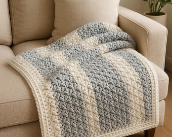 Chunky Crochet Blanket Pattern, Alpine Stitch, Cozy Home Decor (PDF Download), Simple Pattern
