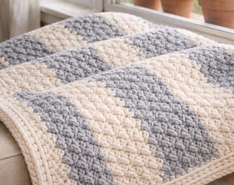 Winter Alpine Chunky Crochet Blanket Pattern, Cozy Home Decor (PDF Download)- Simple and Easy