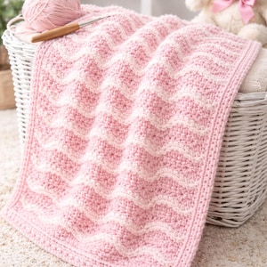 Einfache Welle texturierte Häkeldecke PDF Muster - Instant Download