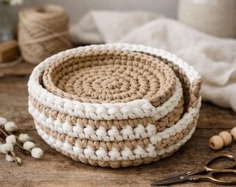 Crochet Coaster and Holder Set, Modern Kitchen Decor, Beginner Friendly Crochet Patter (PDF)