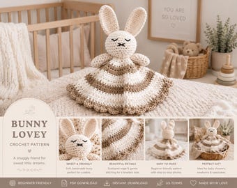 Sleepy Bunny Lovey Crochet Pattern | Beginner Friendly Security Blanket (PDF Download)