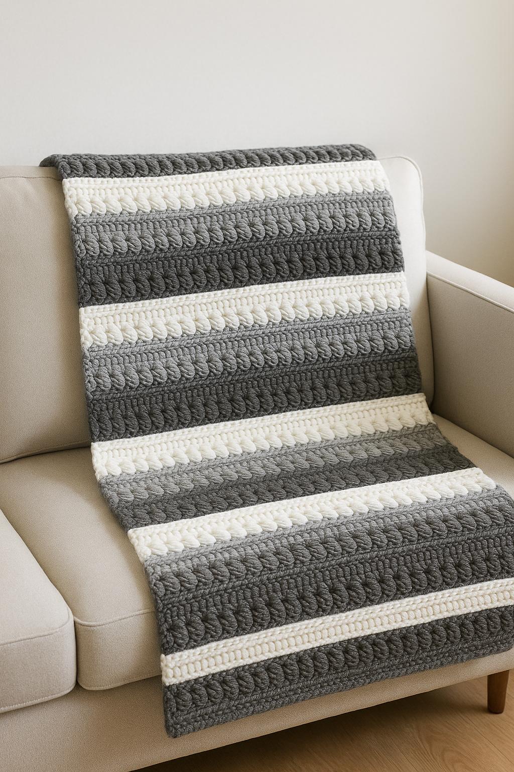 Puff Stitch Crochet Blanket Pattern PDF, Easy Afghan Pattern, Beginner ...