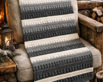 Puff Stitch Crochet Blanket Pattern PDF, Easy Afghan Pattern, Beginner Friendly | Digital Download