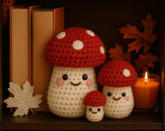 Pilz Familie Muster häkeln: Herbst Dekor (Digitaler Download)- Gemütliches Häkelprojekt