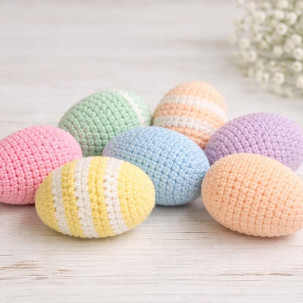 Crochet Easter Eggs Pattern | Beginner Friendly, 3 Sizes (PDF Pattern)
