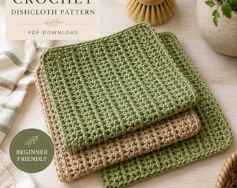 Reusable Kitchen Cloth | Beginner crochet Dishcloth PDF | Farmhouse Cotton | Easy Crochet Pattern