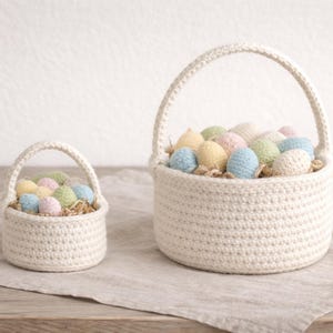 Crochet Easter Basket Pattern | Wicker-Inspired with Arched Handle (PDF Pattern)