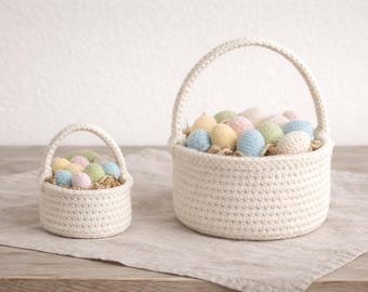 Crochet Easter Basket Pattern | Wicker-Inspired with Arched Handle (PDF Pattern)