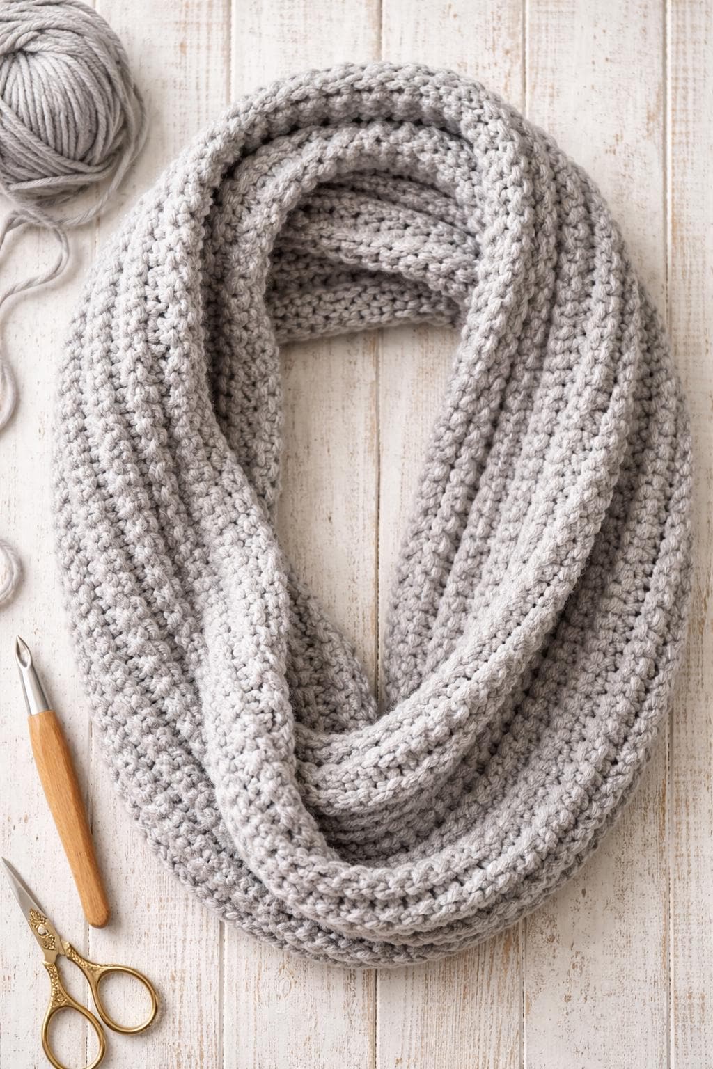 40 Crochet Cowl and Crochet Scarf Patterns to Warm Up Fall and Winter 33 Beginner Friendly Chunky Ribbed Infinity Scarf