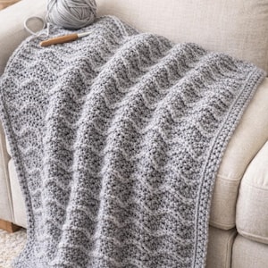 Simple Wave Textured Crochet Blanket PDF Pattern- Easy