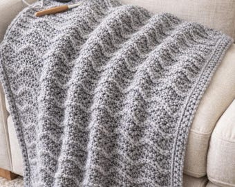 Simple Wave Textured Crochet Blanket PDF Pattern- Easy
