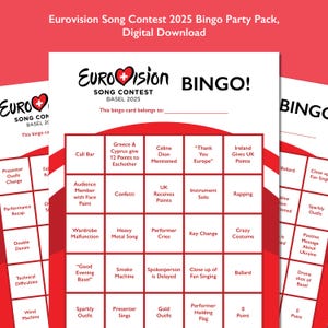 Pacote de cartelas de bingo para o Festival Eurovisão da Canção 2025, download digital