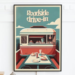 Vintage 1950s Drive-in Diner Poster - DIGITAL DOWNLOAD