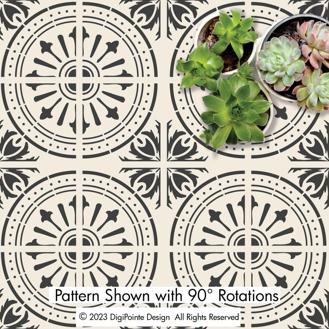 Tile Stencil, Wall Stencil, Patio Stencil, Concrete Stencil, Floor Painting, TILE 58Q Quarter