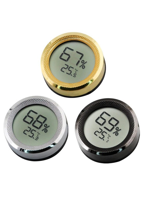 Cigar Humidor Hygrometer Gauge: Built-in Temperature & Humidity Sensors  With Mini Digital LCD Display 