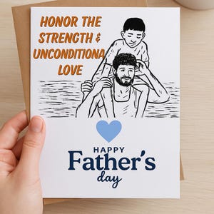 Biglietto d'auguri per la festa del papà, biglietto d'auguri digitale stampabile per papà, biglietto d'auguri per l'amore incondizionato e la forza dei papà, regalo per padri e nonni, download PNG
