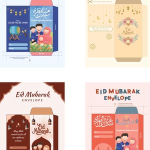 Eid Geldhalter für Jungen und Mädchen, Eid Karten für Eidi, Eid Geldhalter Umschläge, Eid Mubarak Karten, Happy Eid Geldkarten, Geschenkkarten A4
