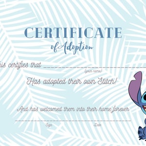 Schede di adozione Stitch