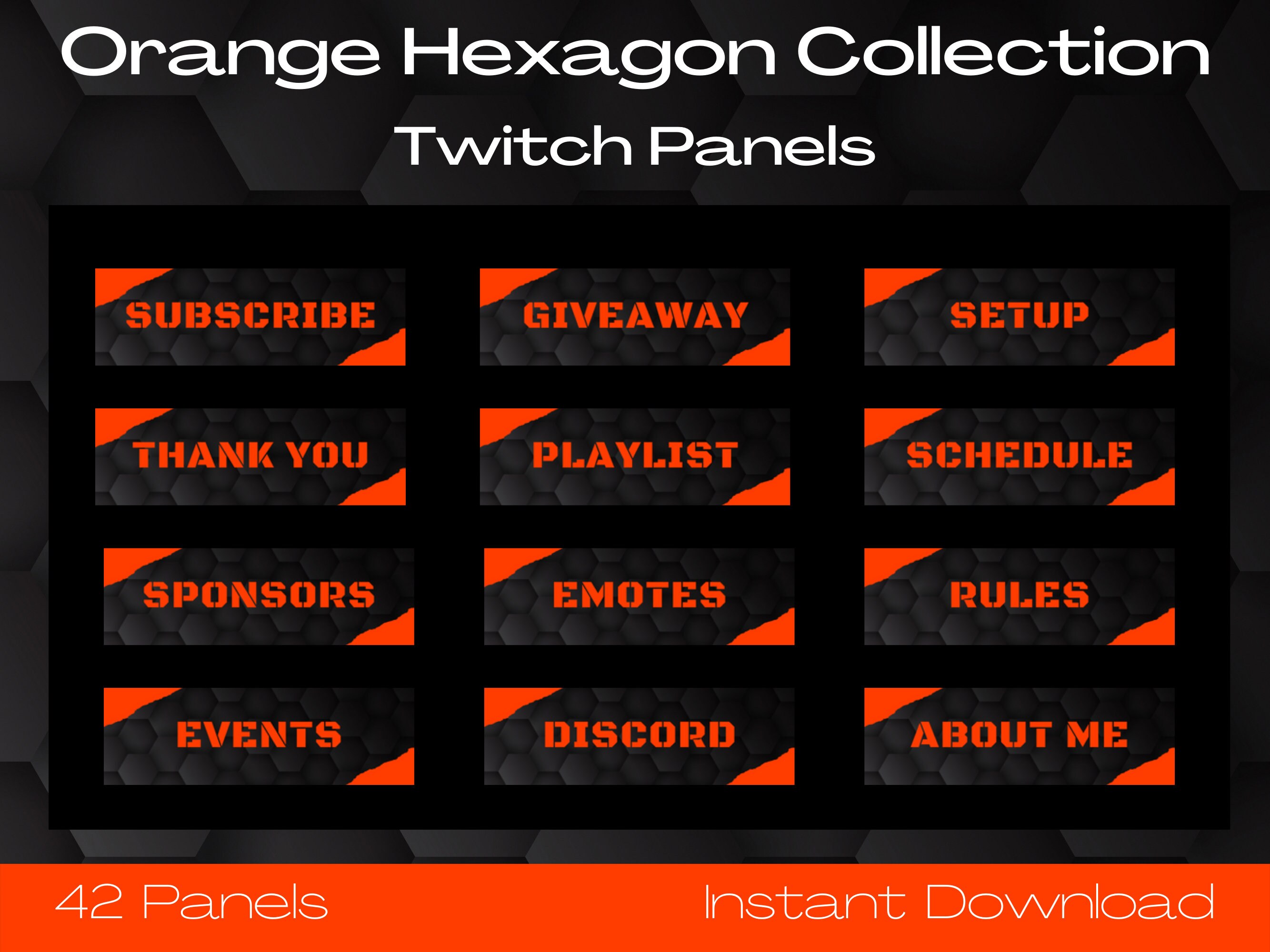 Orange Hexagon Collection Twitch Panels Panels Twitch Panels 42x Panels ...