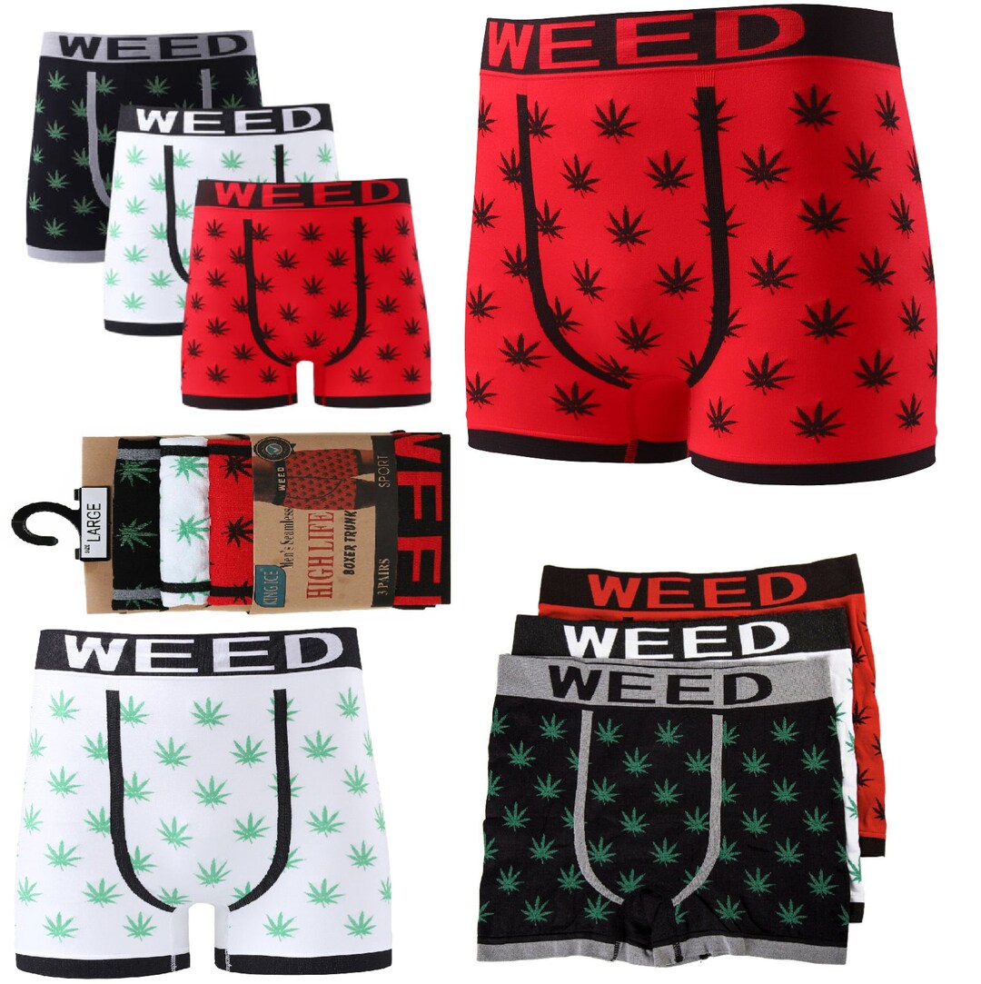 Mens Underwear Weed Leaf Boxer Shorts Ganja Marijuana Seamless Etsy