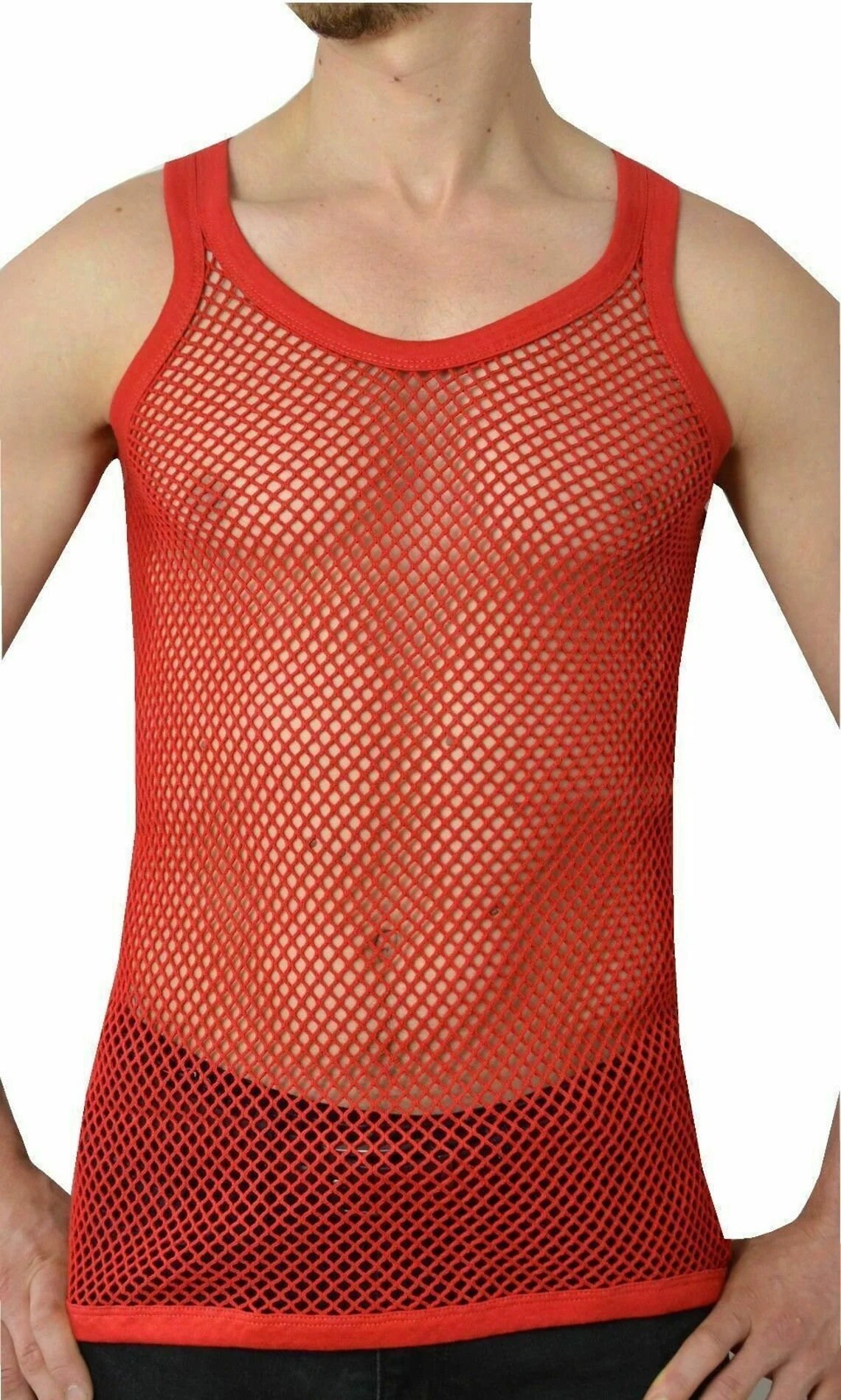 Mens String Vest Top Shirt Original Men Rasta Mesh Fitted