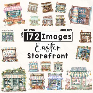 172 Osterläden Clipart Bundle, Aquarell Ostern Clipart, Bunny Clipart, Scrapbook, Ostern Storefront Clipart, Frühling Clipart, 4K PNG